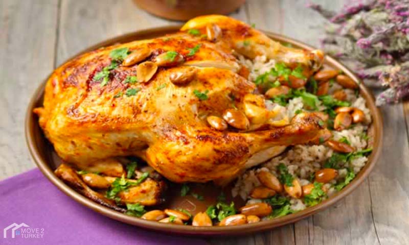 Turkish Stuffed Chicken with rice