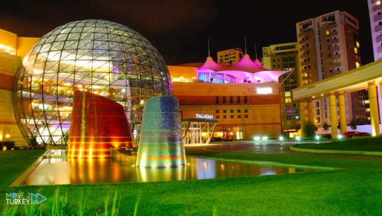 Palladium Mall in Istanbul glass ball at night