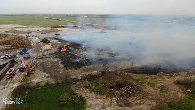 A fire is extinguished at the power station in Afyon Karahisar