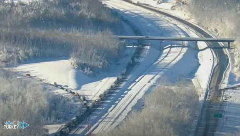 The United States… A snow storm surrounded hundreds of cars