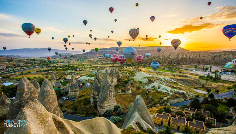 Tourists greet the New Year on hot air balloons in Cappadocia, Turkey