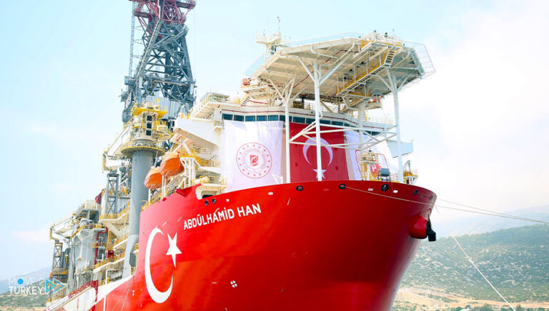 The Turkish ship “Abdul Hamid Khan” begins drilling work