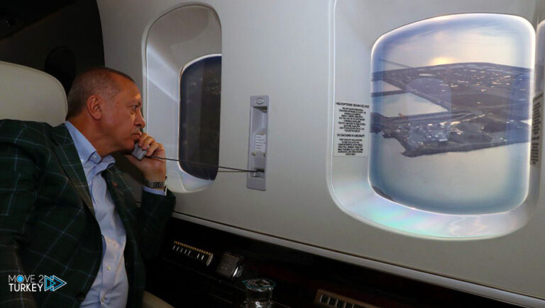 President Erdogan watching from the air Turkey’s largest warship