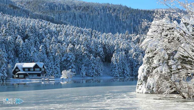 Snow decorates the Golcuk Reserve in Bolu, Turkey