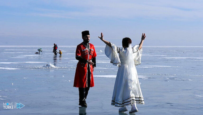 Turkey.. Caucasian dances over the frozen Lake Childer