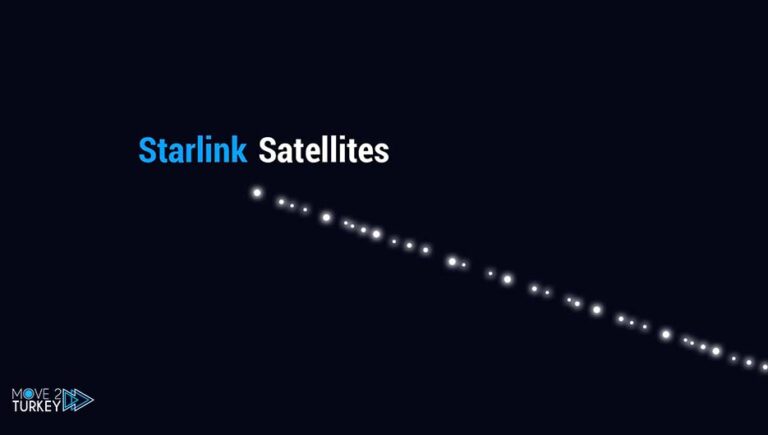 Starlink satellites appear in the sky of Isparta, Turkey